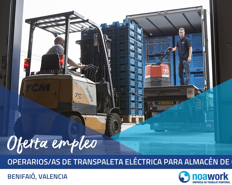 Operarios/as de transpaleta eléctrica para almacén de cítricos