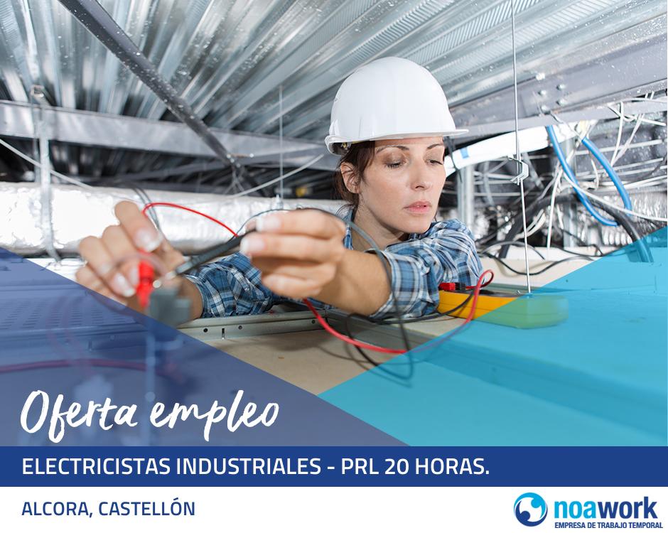 ETT ALCORA, CASTELLÓN Electricistas industriales - prl 20 horas.