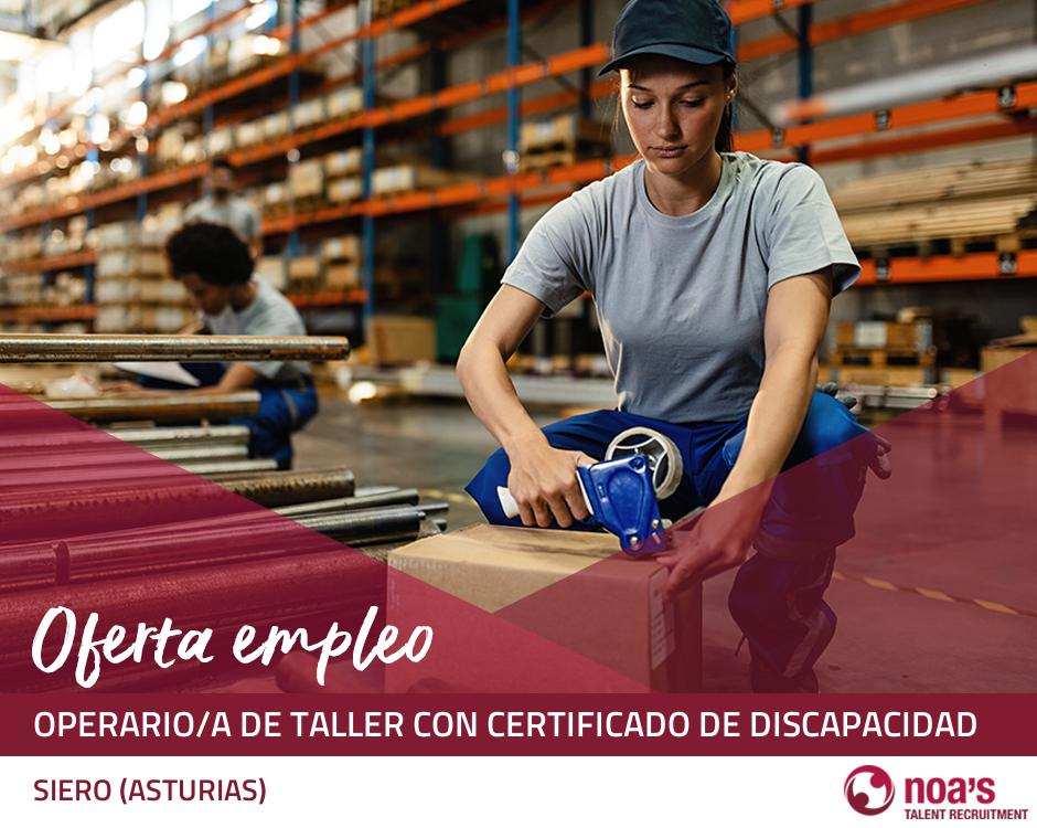 Operario/a de taller con certificado de discapacidad