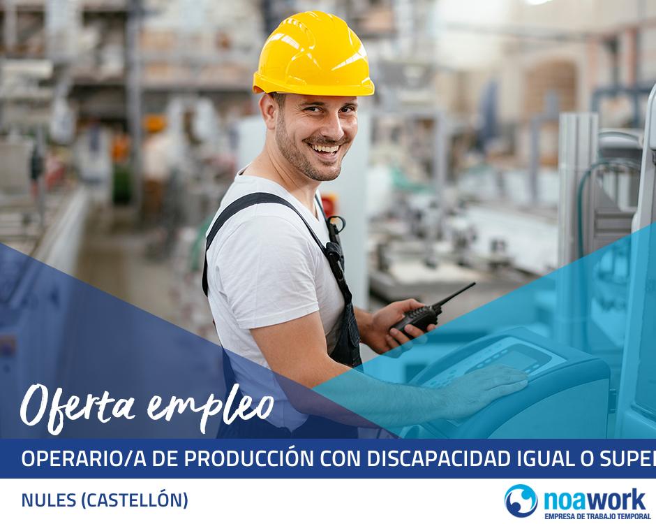 Operario/a de producción con discapacidad igual o superior al 33%