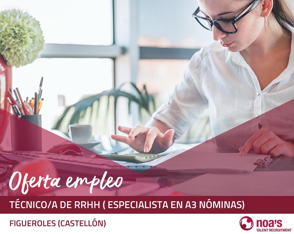 Técnico/a de rrhh ( especialista en a3 nóminas)