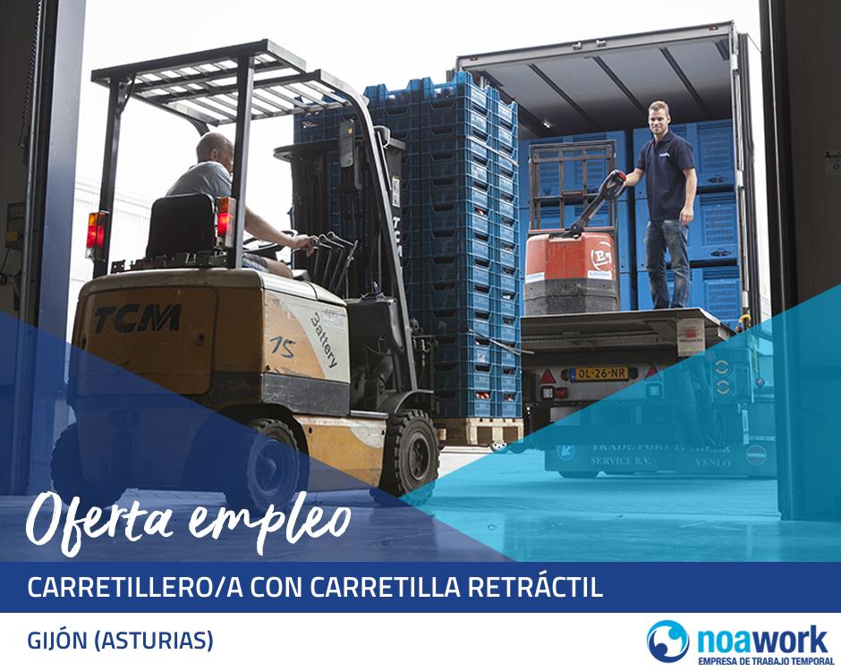 Carretillero/a con carretilla retráctil